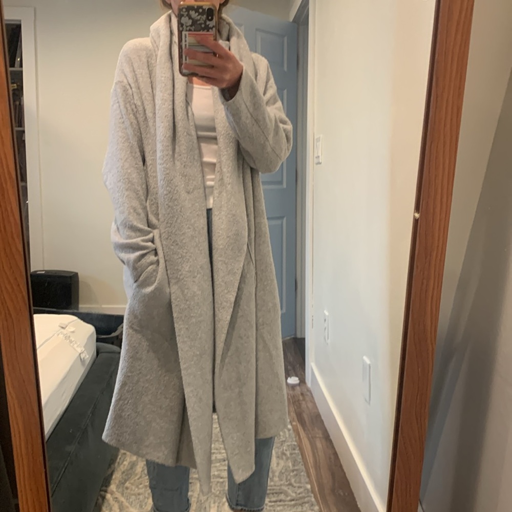 Free People Chic Gray Hooded Cardigan
